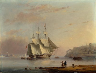 Una fregata britannica al largo della costa di Mount Edgecumbe, Plymouth da Nicholas Condy